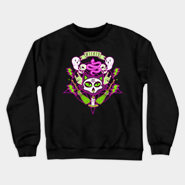 Wicked Kitty Crewneck Sweatshirt by machmigo